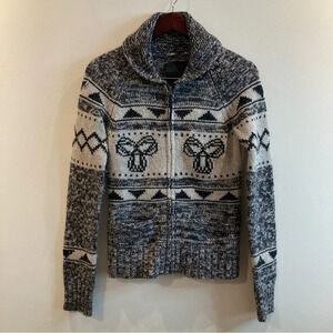 TNA Sz S 100% Lambswool Classic Cardigan Unusual Black  White Colourway Cardigan